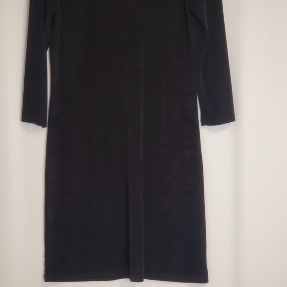 Michael Kors Size S, Black slinky soft knit 3/4 sl dress w/gold grommet trim - Picture 4 of 9